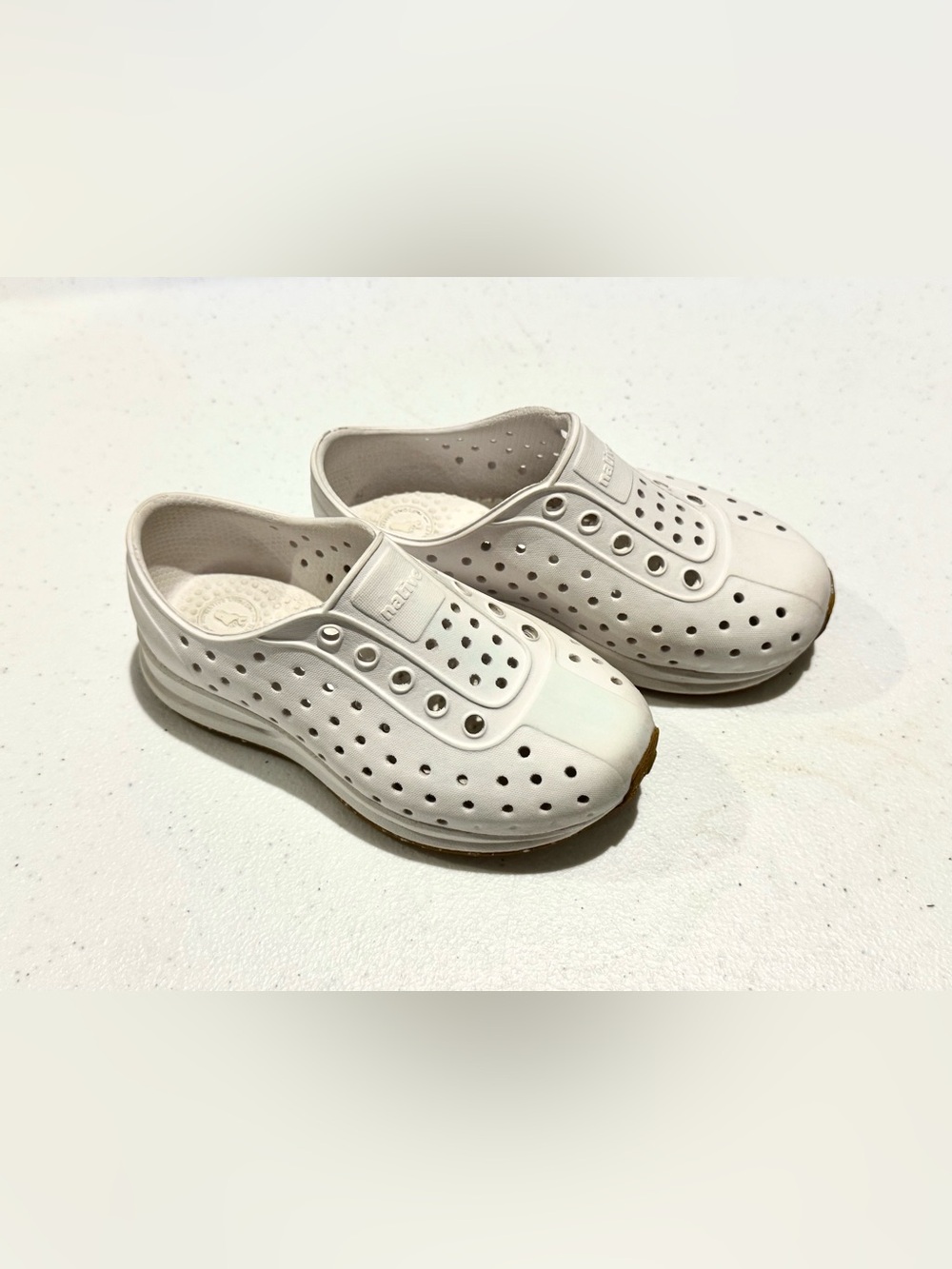 Native Robbie Shoes White Water Friendly Perforated Slip-Ons size C8